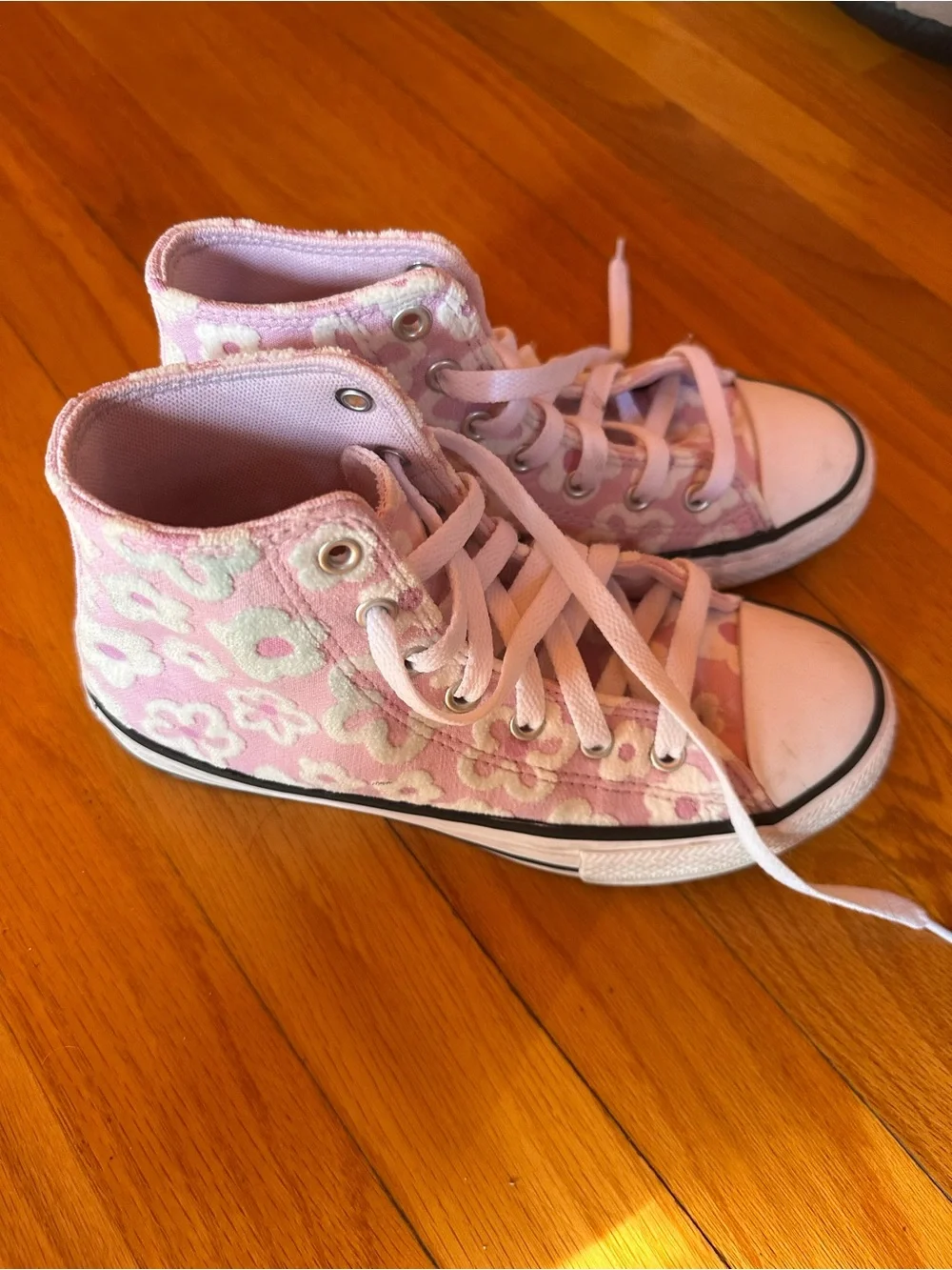 Converse Lavender Floral High-Top Kids Sneakers